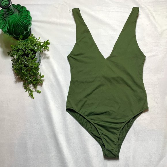 Zara Tops - ZARA Green V-Neck Body Suit Size M